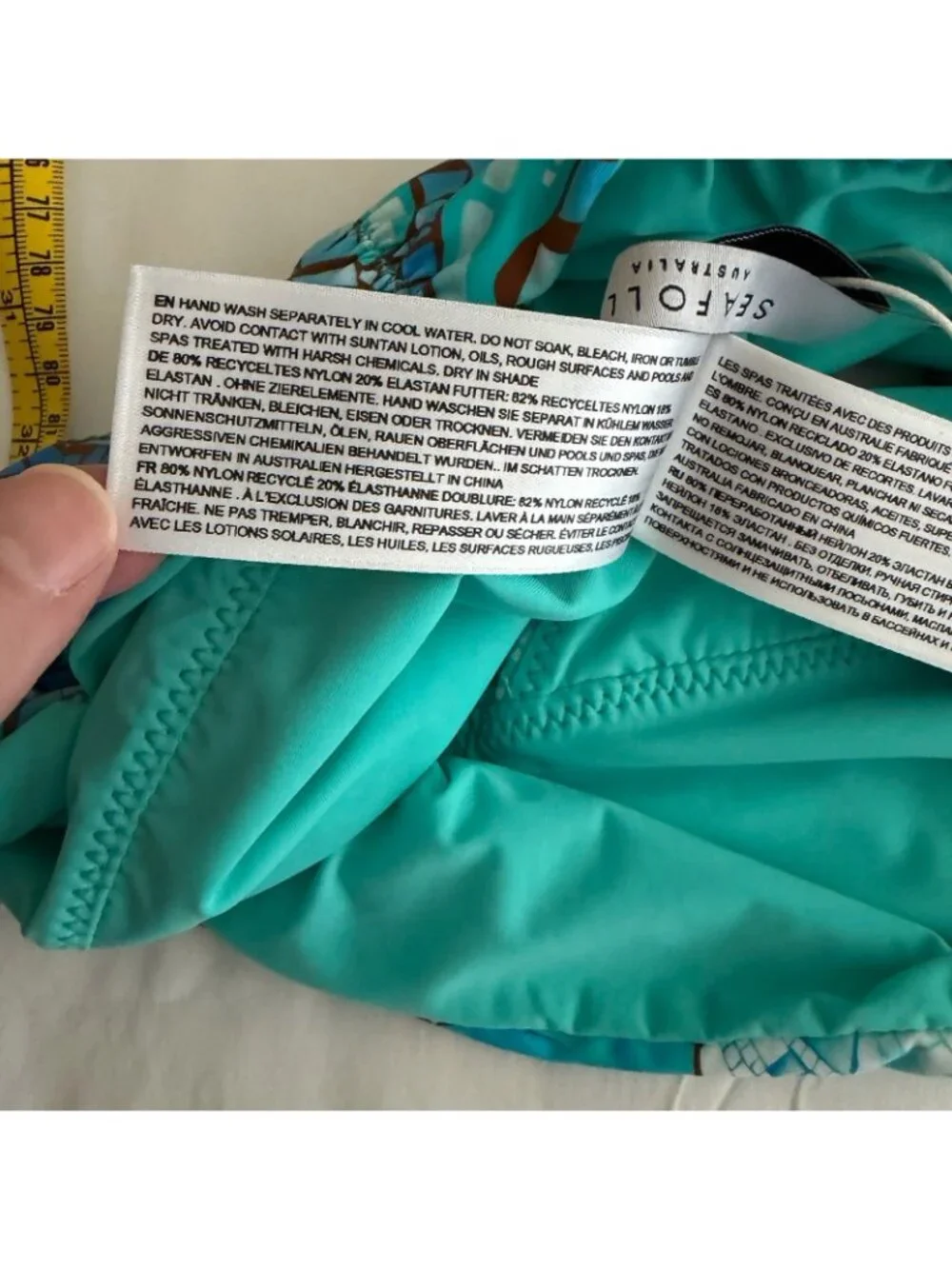 Seafolly Australia Women’s Sz 14 Aqua Hipster Bikini Bottoms Swim Seashell NWT